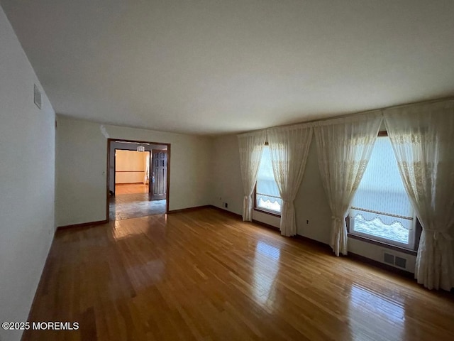 spare room featuring wood-type flooring