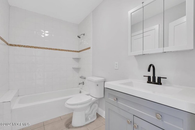 100 Governors Rd Unit 1000, Lakewood, NJ 08701 - full bathroom featuring tiled shower / bath, vanity, tile patterned floors, and toilet