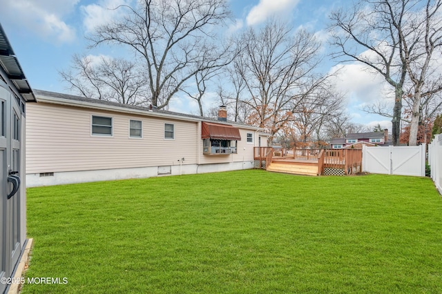 view of yard with a deck