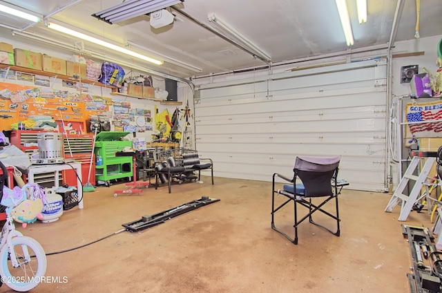 garage with a garage door opener