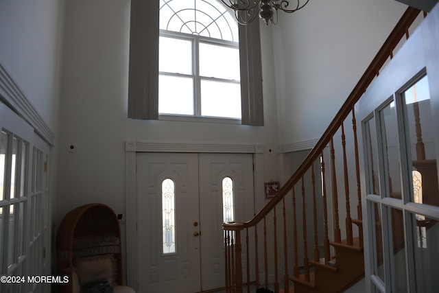 foyer with a high ceiling