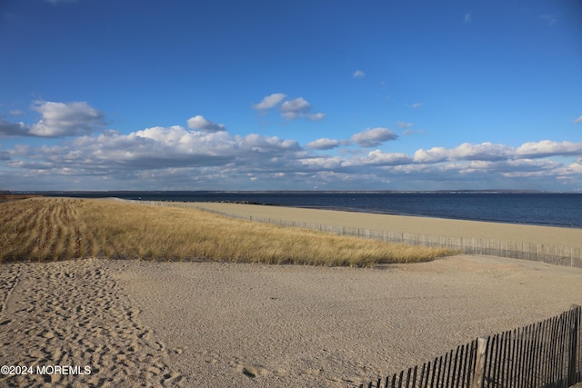 view of water feature with a view of the beach