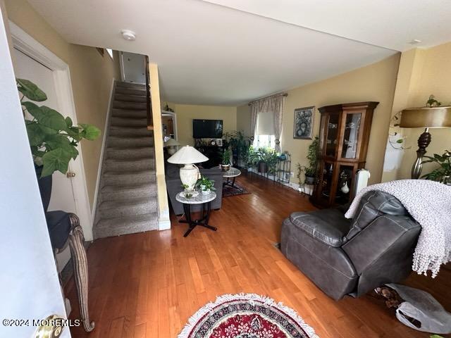 living room with wood-type flooring