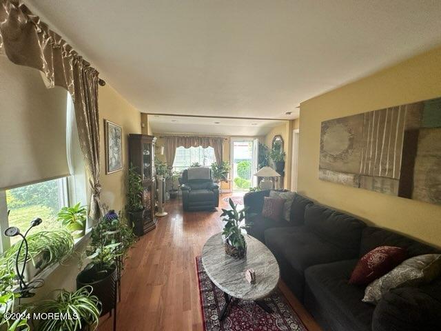 living room with hardwood / wood-style floors