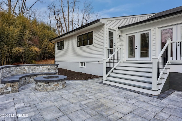 exterior space featuring french doors and a patio area