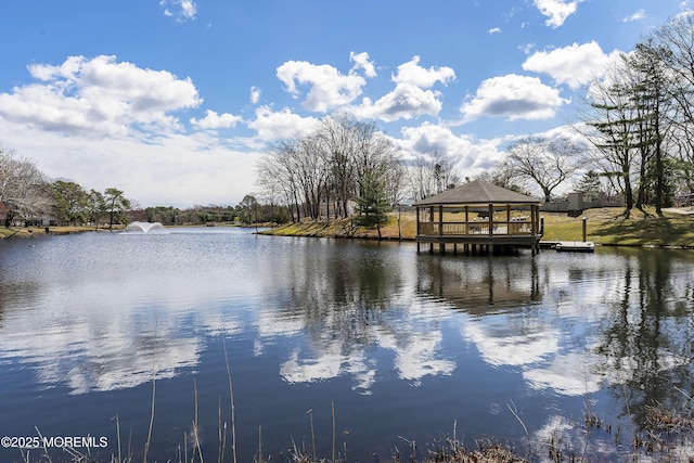 view of water feature featuring a gazebo