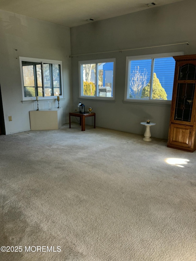 unfurnished living room with carpet flooring