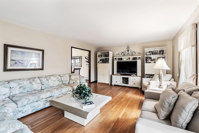 living room featuring wood-type flooring