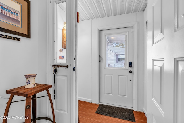 doorway featuring light wood-type flooring