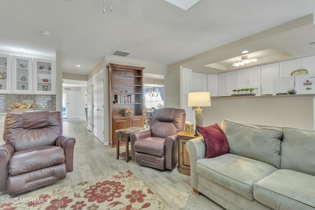 living room featuring light wood-type flooring