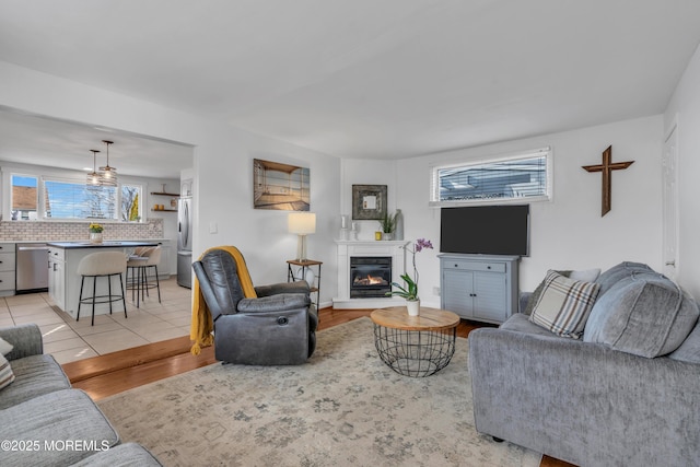 view of tiled living room