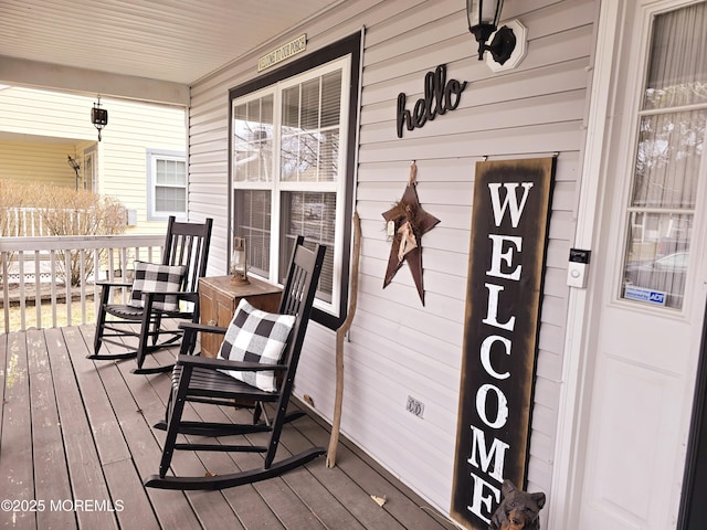 wooden deck with a porch