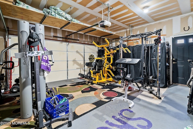 garage with a garage door opener