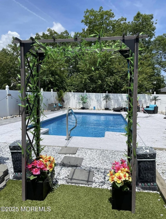 view of swimming pool with a patio area