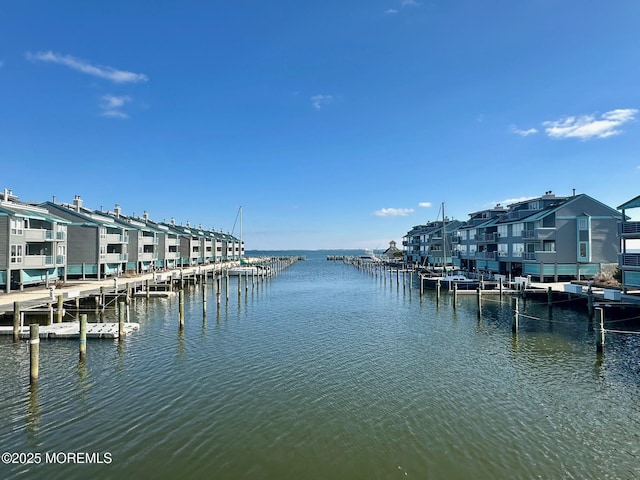 water view with a boat dock