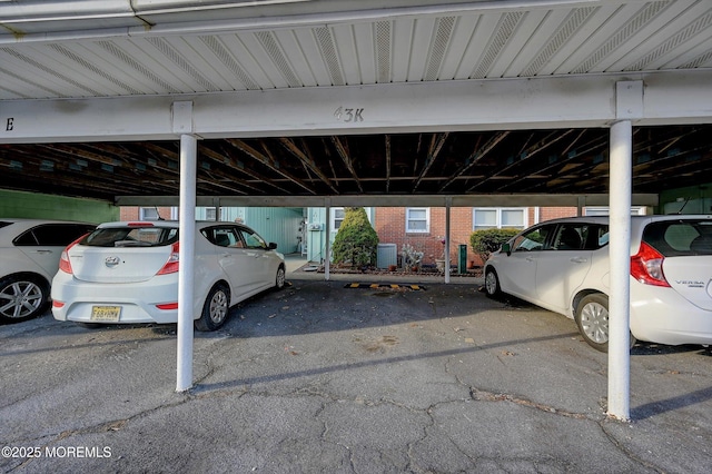 view of covered parking lot