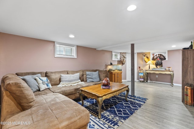 12 Edgewater Dr, Matawan, NJ 07747 - living room featuring wood finished floors, recessed lighting, and baseboards