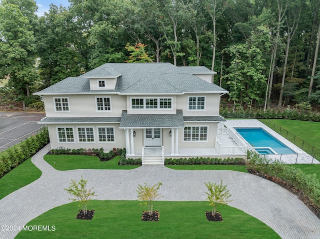 view of front of home with a front yard