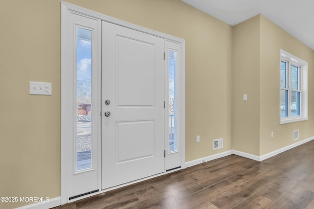 foyer featuring dark wood-type flooring