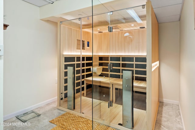 view of sauna featuring baseboards