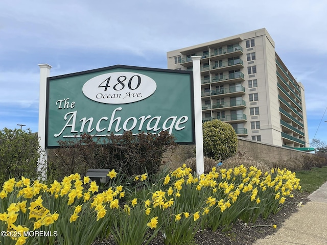 view of community sign