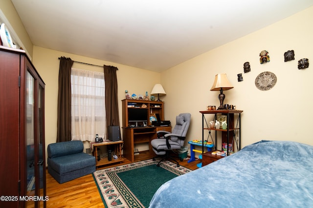 bedroom with hardwood / wood-style floors