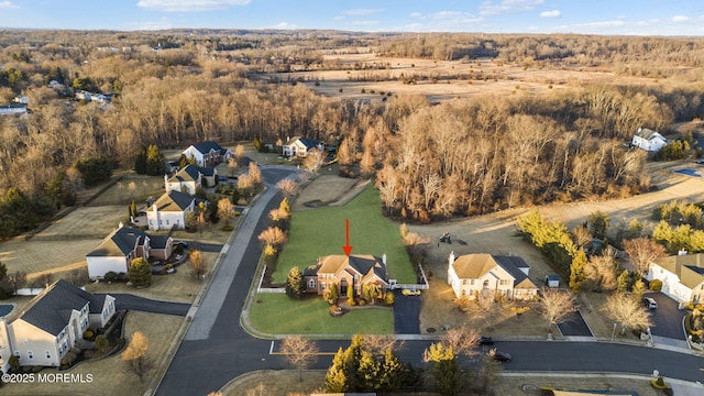 birds eye view of property with a residential view