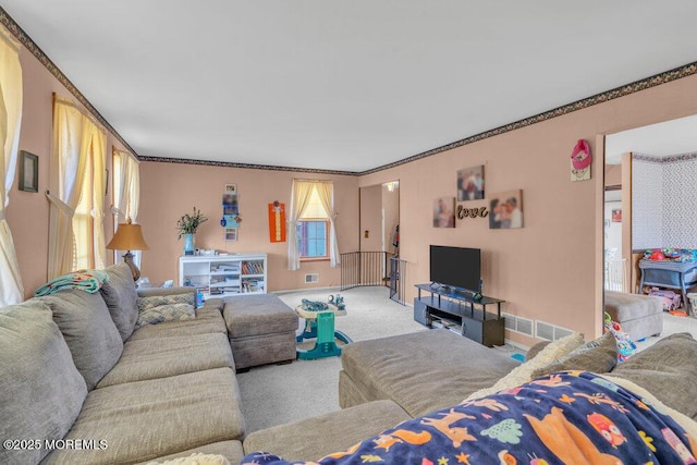 living room featuring carpet floors