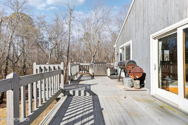 deck with a grill