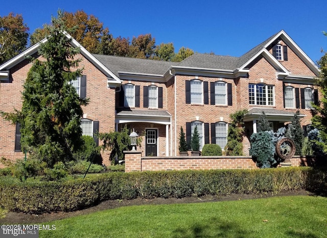 view of front of property featuring a front lawn