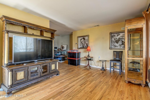 living room with light wood-type flooring