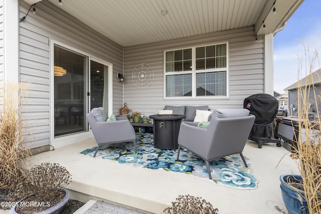 view of patio / terrace featuring area for grilling and an outdoor living space