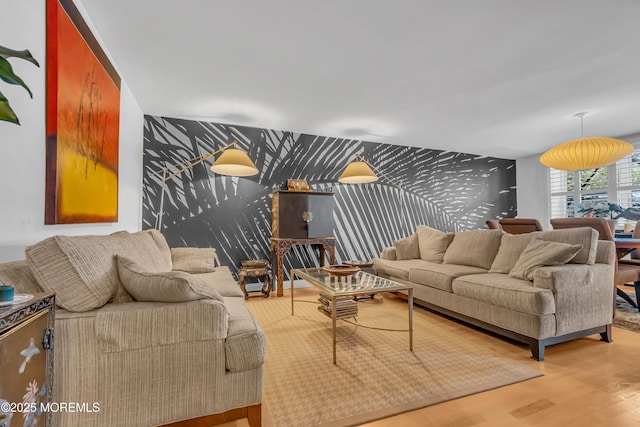 living room with hardwood / wood-style floors