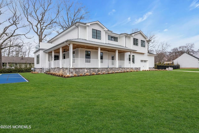 view of front of house with a front lawn and a porch