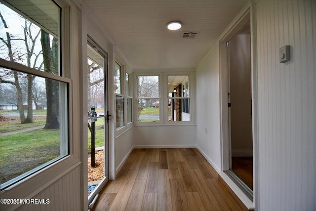 view of unfurnished sunroom