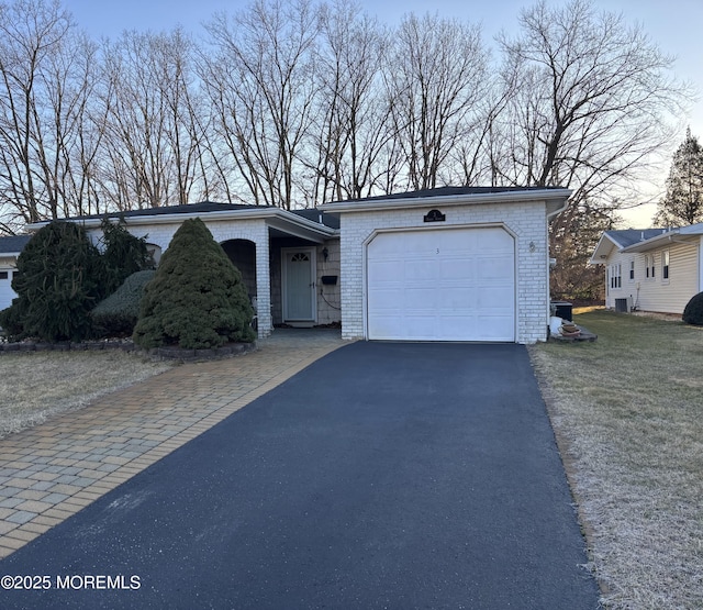 view of front facade featuring a yard and a garage