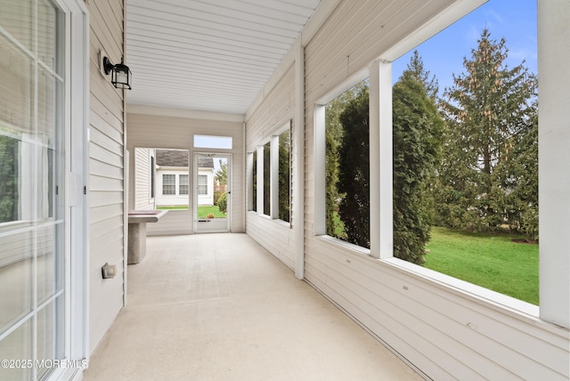 view of unfurnished sunroom