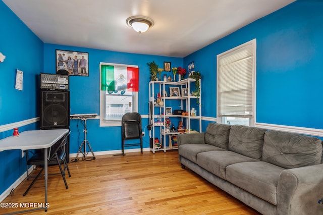 interior space with plenty of natural light and light hardwood / wood-style floors