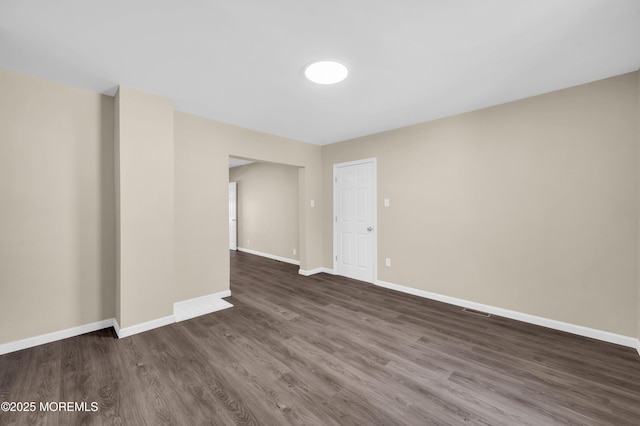 empty room with dark hardwood / wood-style floors