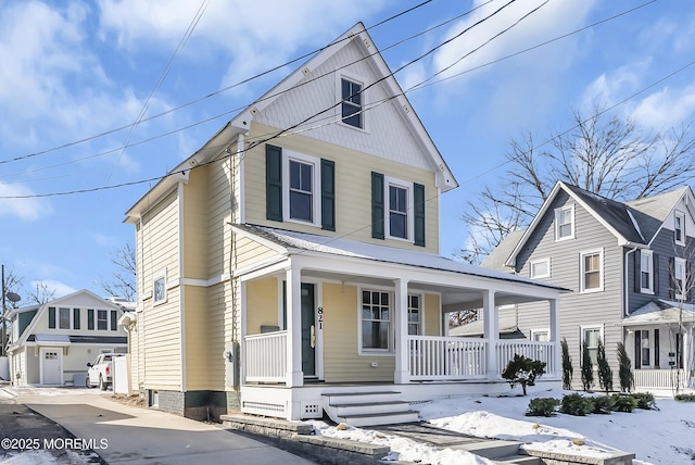 front facade with a porch