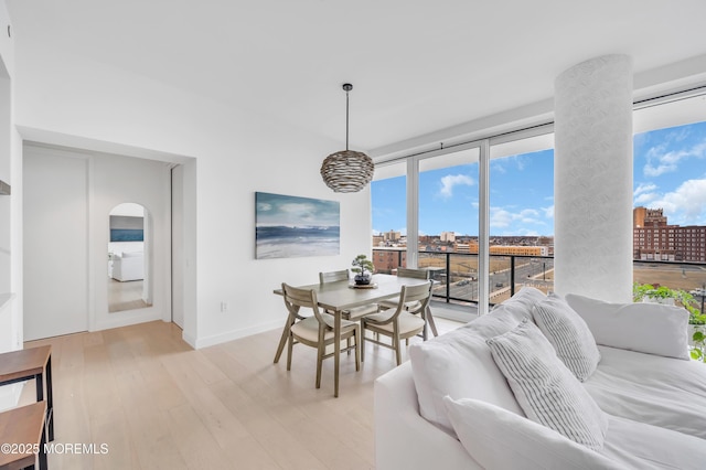 dining area featuring light hardwood / wood-style floors