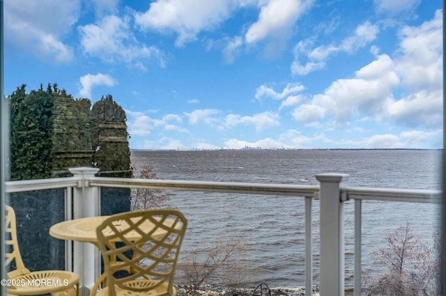 balcony with a water view