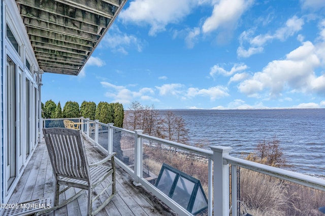 balcony with a water view