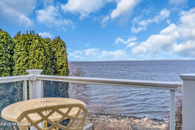 balcony with a water view