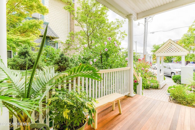 wooden deck with covered porch