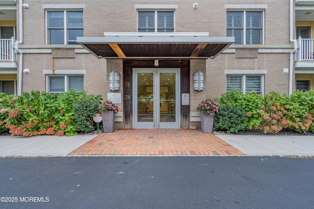 property entrance with french doors