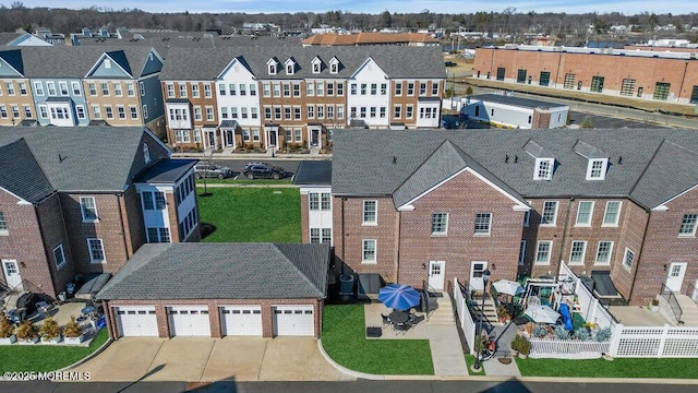 bird's eye view with a residential view