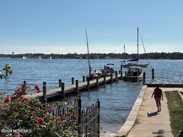 view of dock featuring a water view