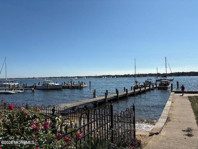 view of dock featuring a water view