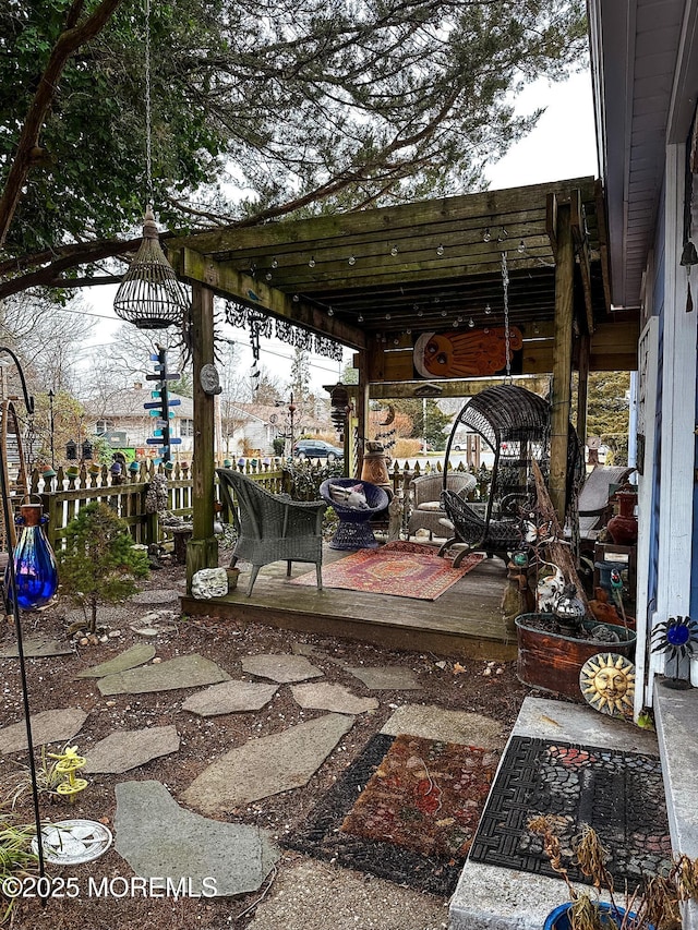 view of patio featuring a pergola